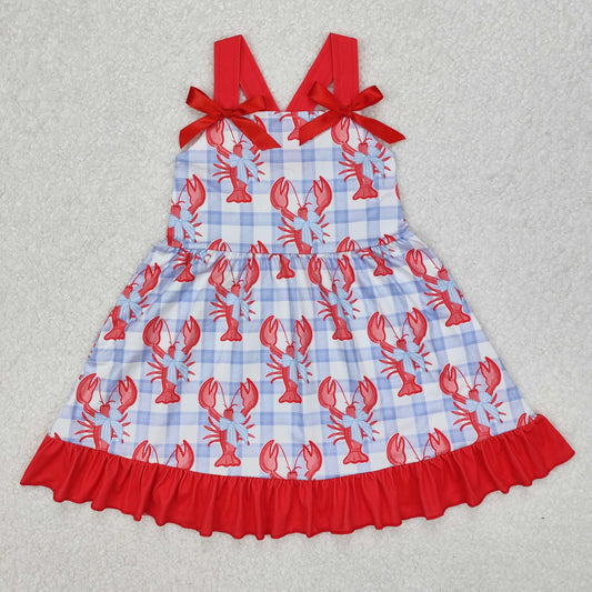 strap plaid crawfish baby girl dress kids dresses