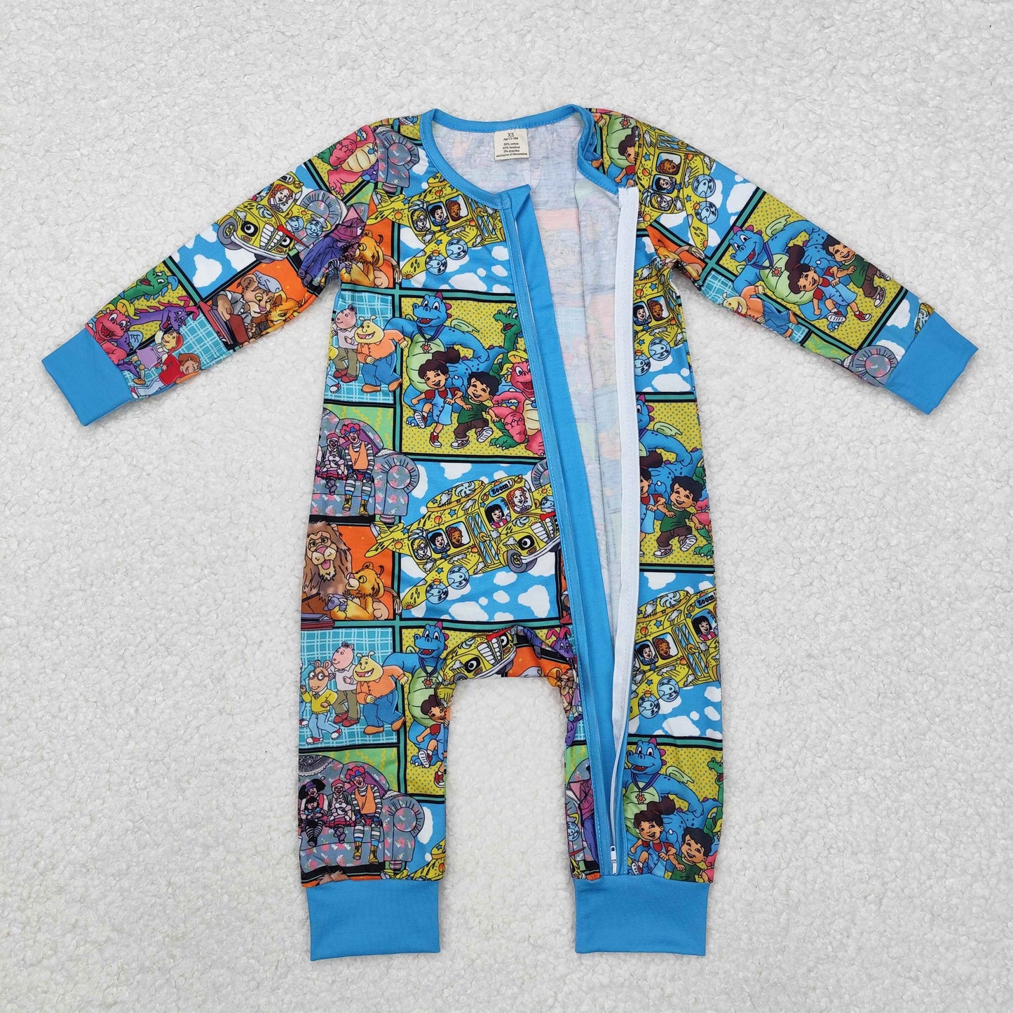 baby boy cartoon zip bamboo sleeper