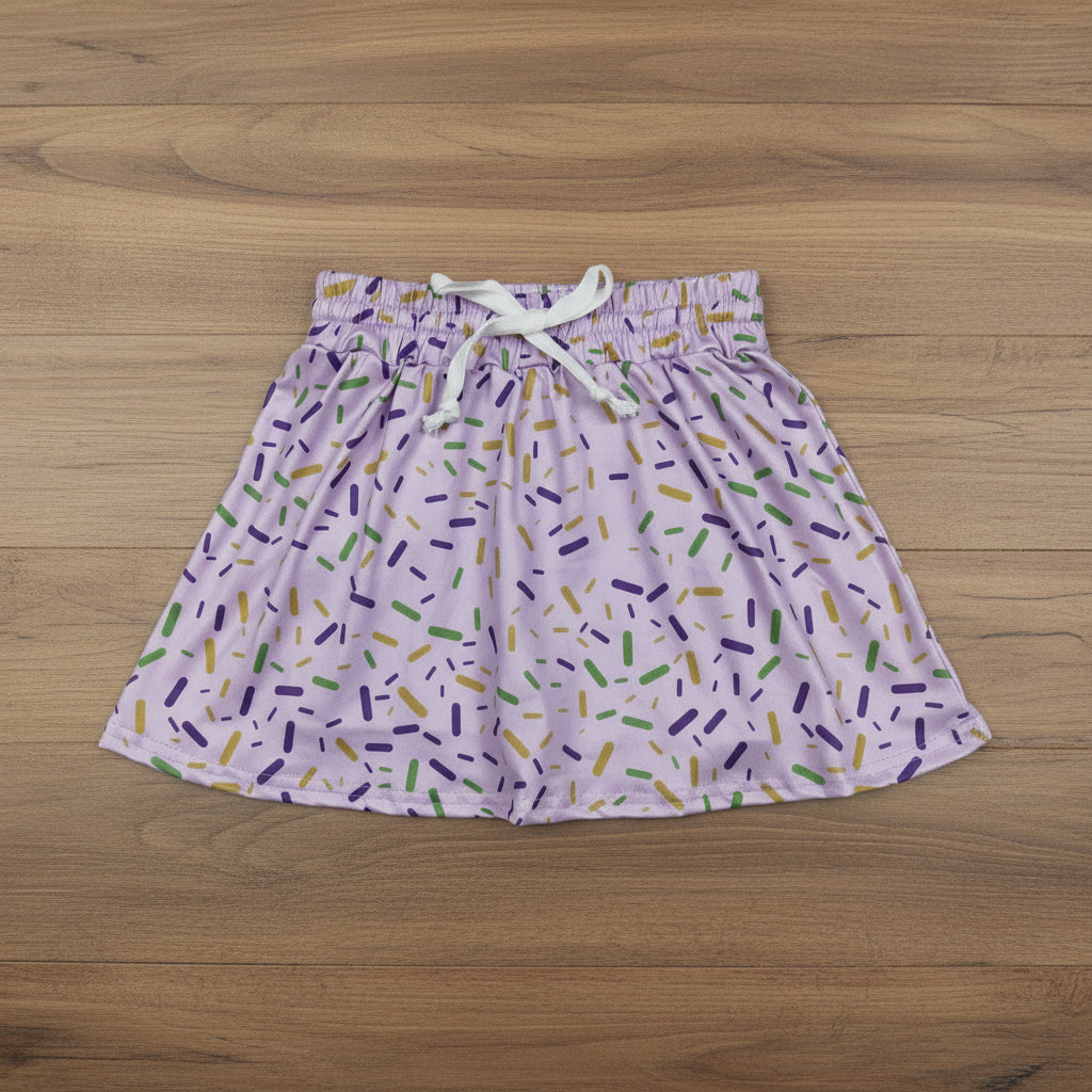 mardi gras sprinkle skort skirt