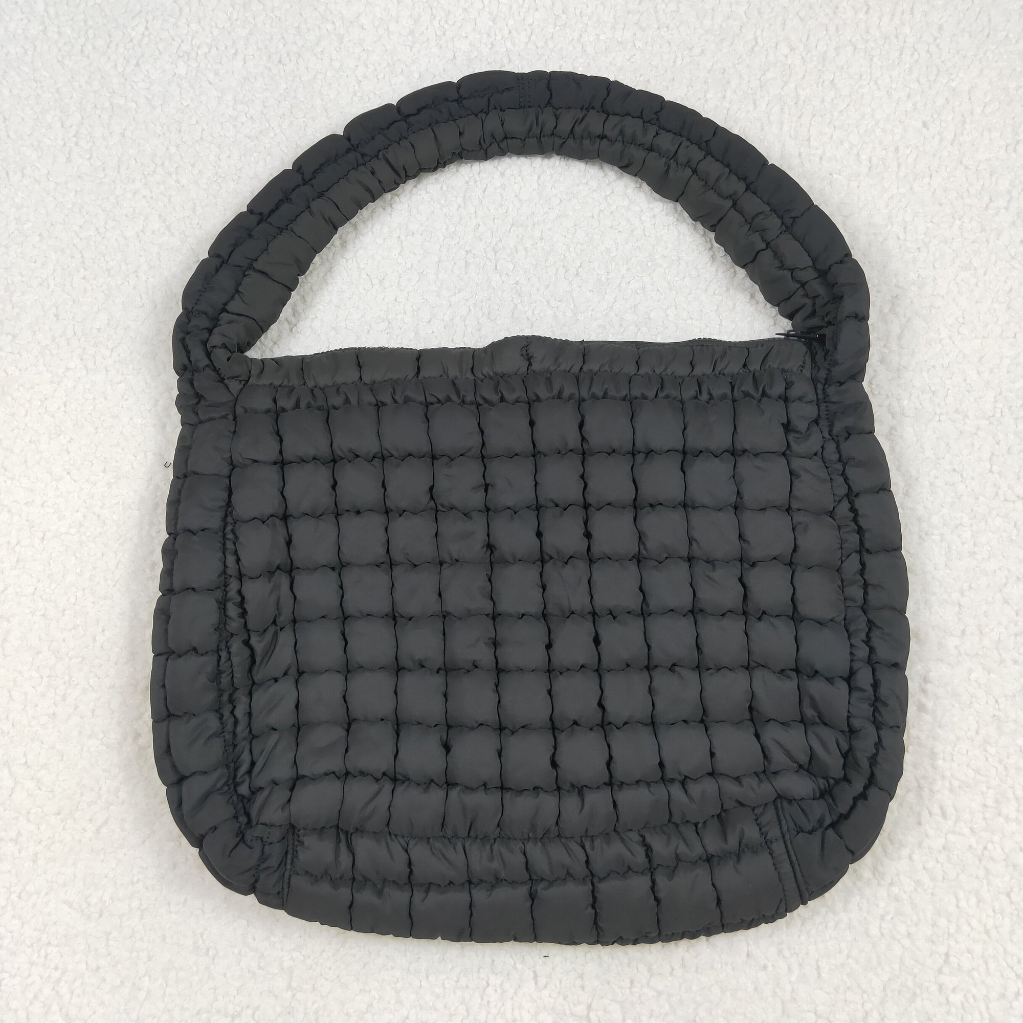 black puffy tote bag