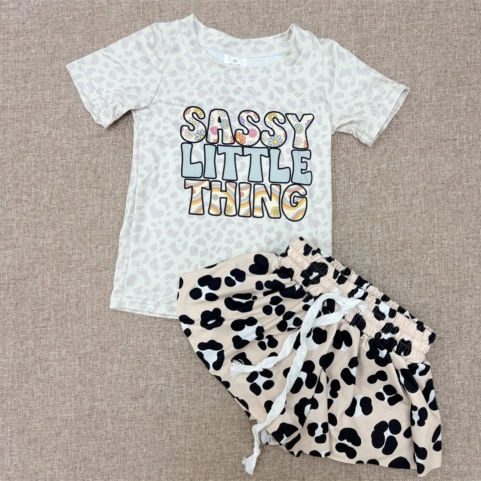 sassy tee leopard shorts set