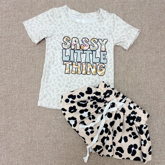 sassy tee leopard shorts set