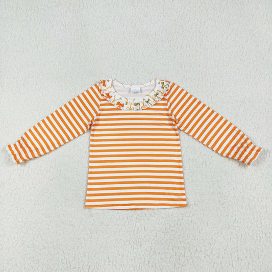 orange striped baby girls shirt