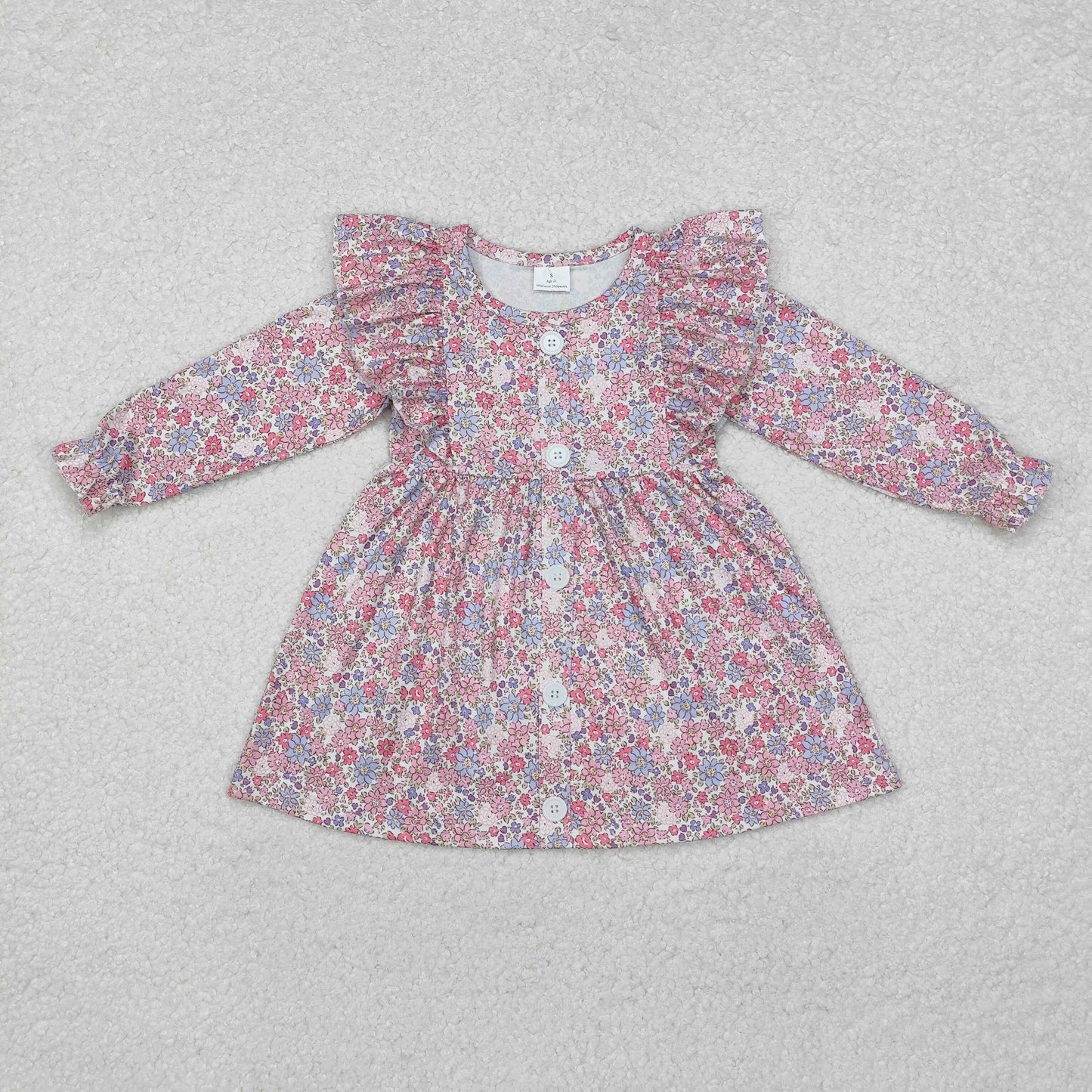 girl fall floral button dress