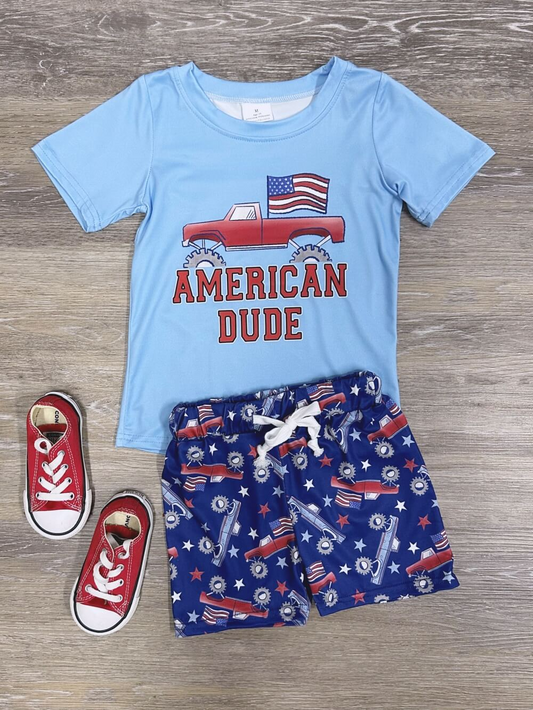All-American Dude Boys Red, White & Blue Shorts Outfit