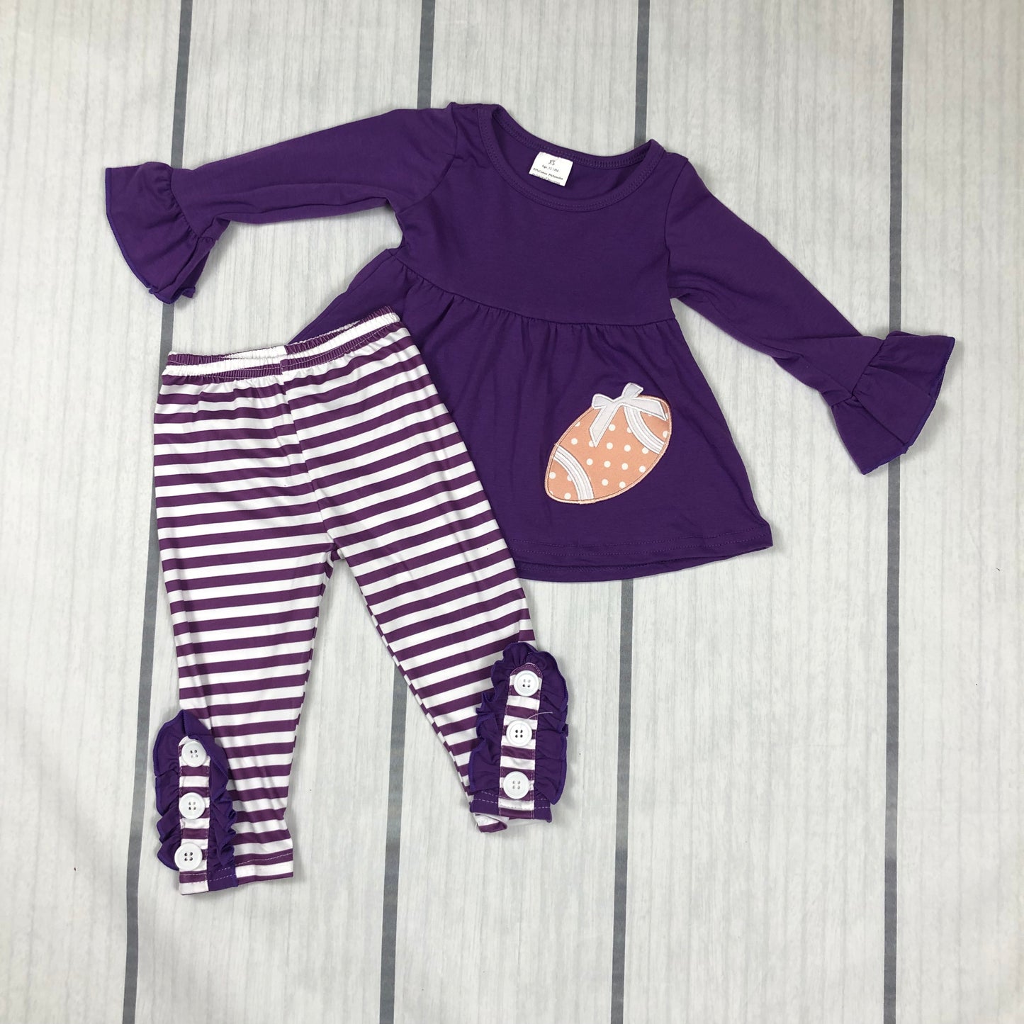 football embroidered legging set purple