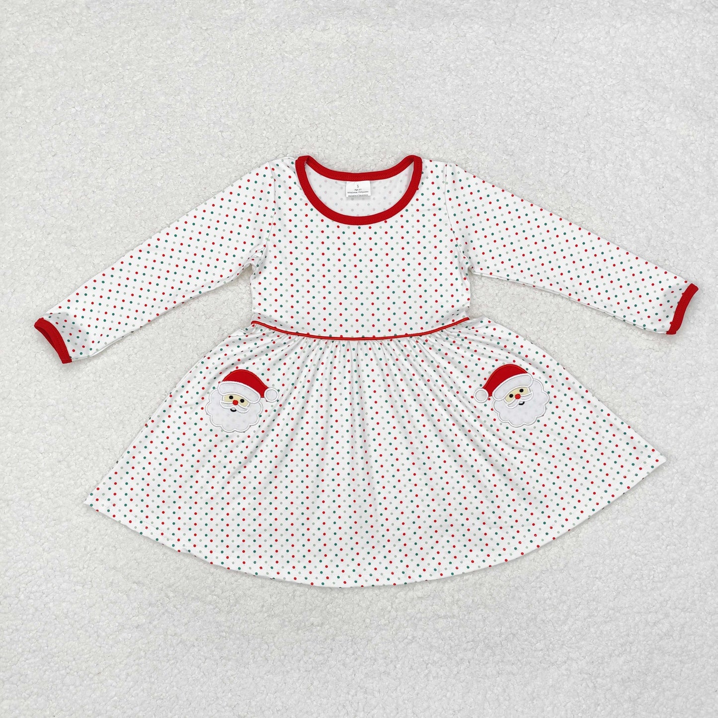 polk dots santa embroidered dress girl christmas dresses