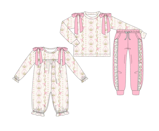 NO MOQ CLOSE 2025 2nd Sept pink bow floral sibling clothing