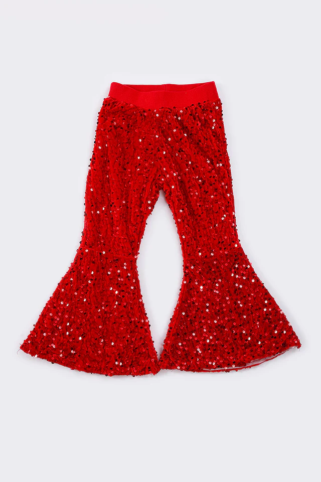 Red Sequins Bells Pants