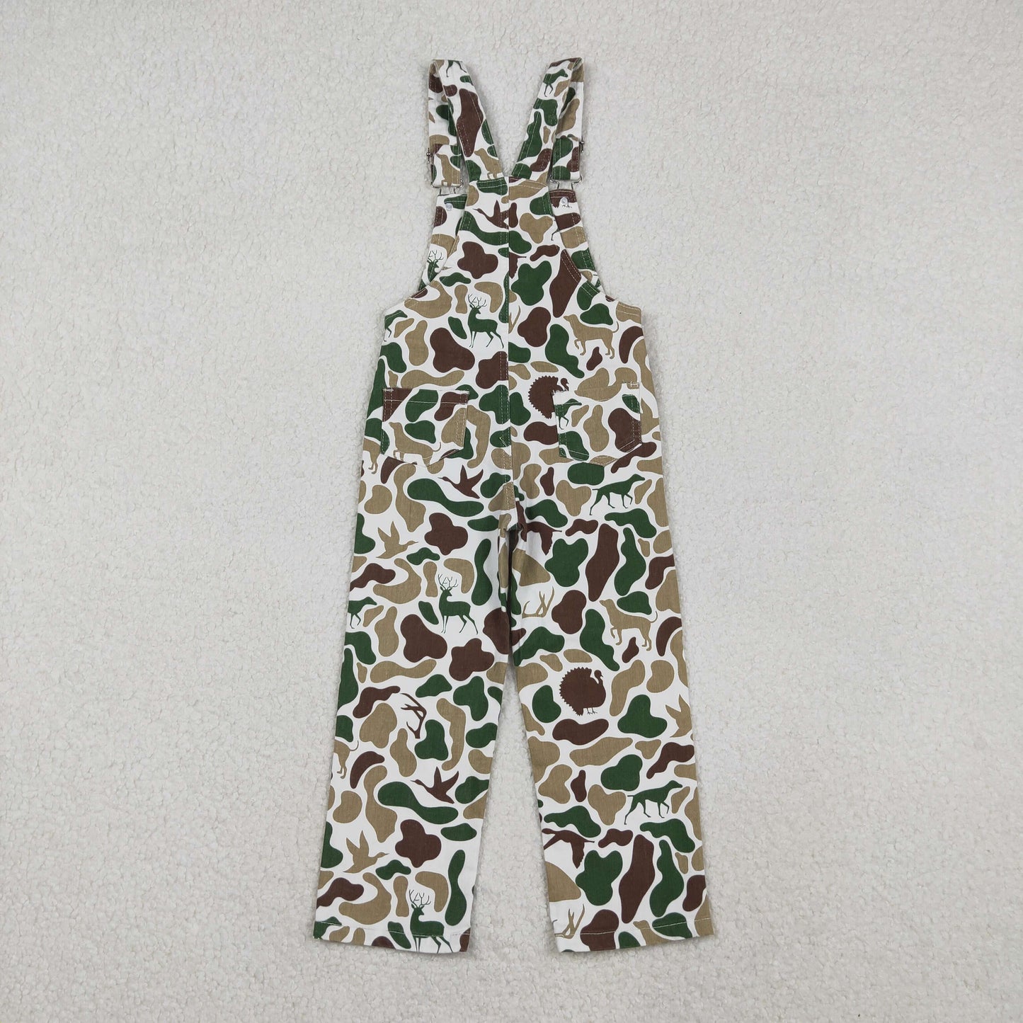 hunting camo straight pants denim overalls outfit