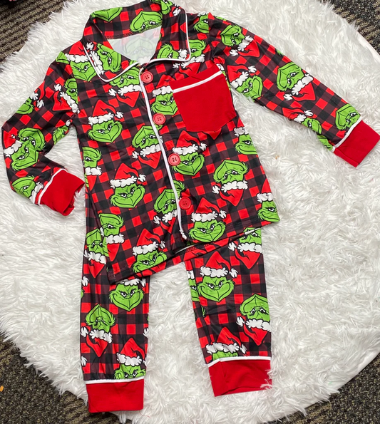 Red Black Plaid Pajama With Pocket