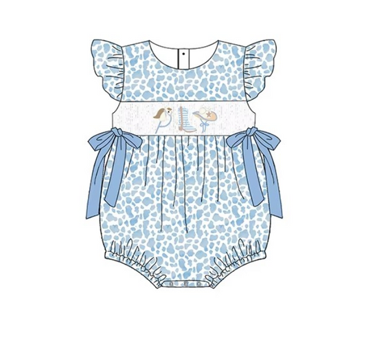 TAT 5-6weeks MOQ 3 baby girl blue cow print bubbles