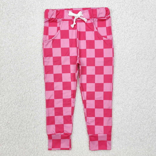 hot pink checkered jogger pants girls trousers