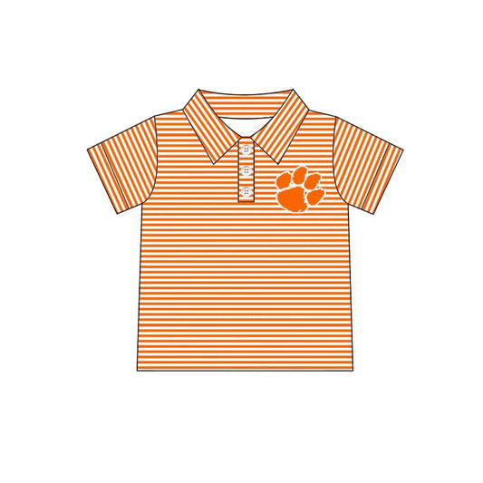 Split-CLOSE 17th Sept boy orange stripe team polo t-shirt