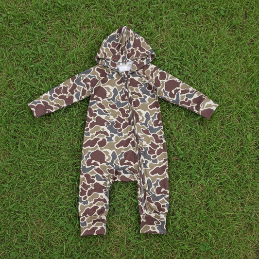 baby clothes camo print zip hoodie romper