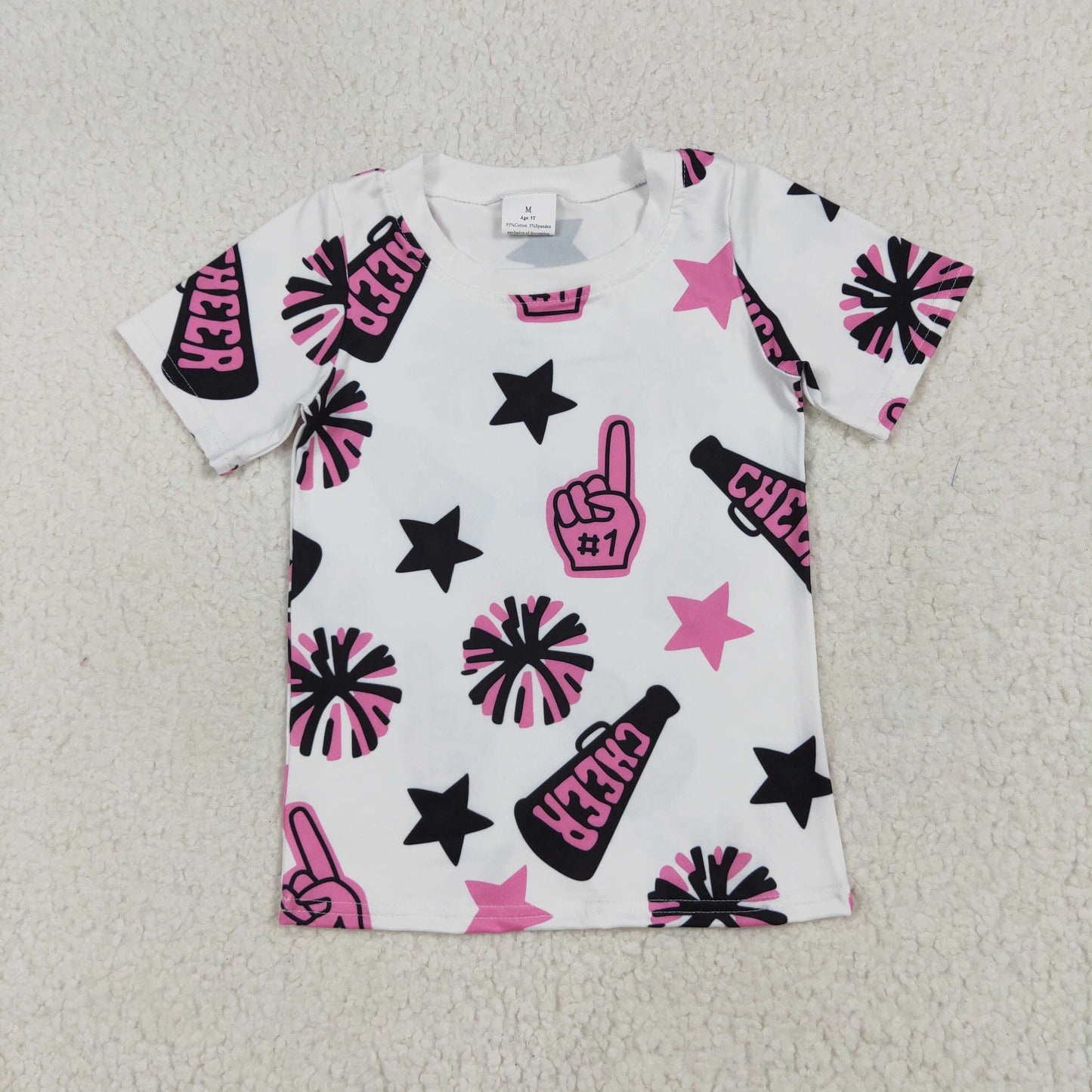baby girl cheer t-shirt pink black