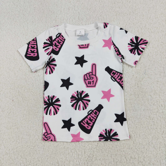 baby girl cheer t-shirt pink black