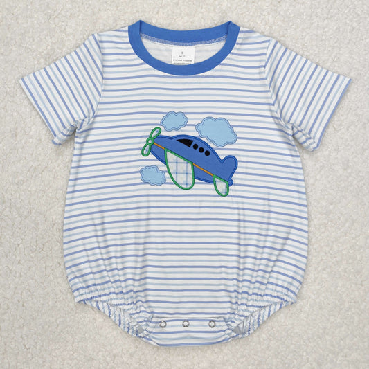 stripes airplane embroidered boy bubble
