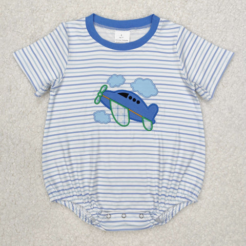 stripes airplane embroidered boy bubble