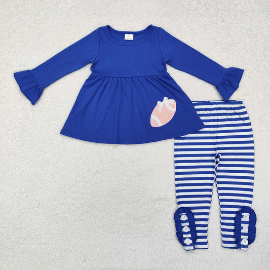 football embroidered legging set blue