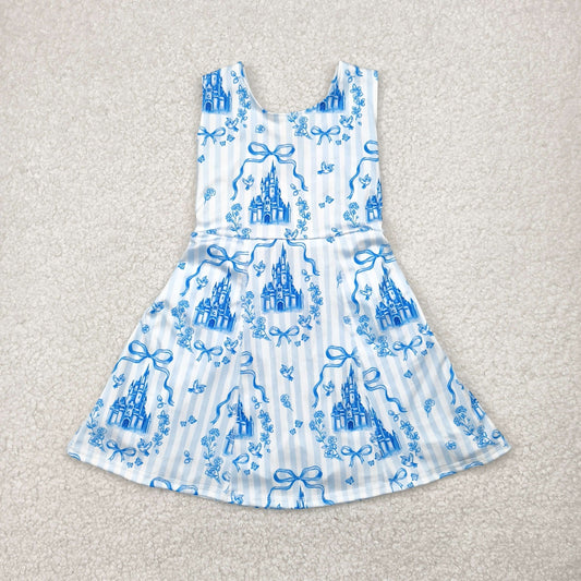 kids yoga one piece blue castle athletic skort dress