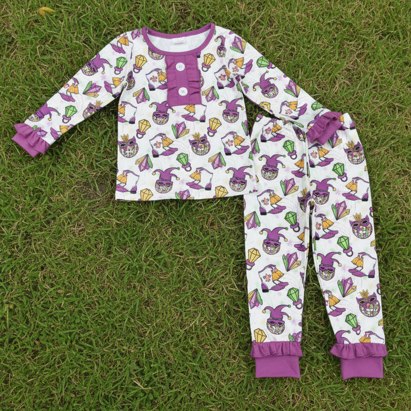 long sleeve Mardi Gras marching boots girl pajama set