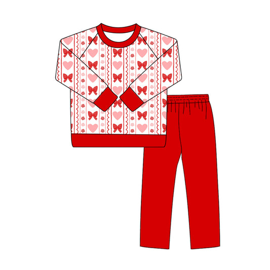 MOQ 8 TAT 6-8 weeks valentine's day heart pullover red legging set
