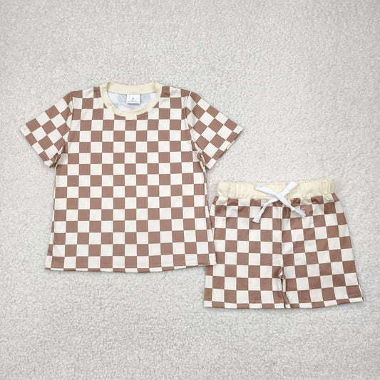 unisex child checkered shorts set