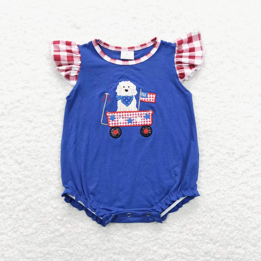 SR0748 USA Warehouse Embroidery Dog Target 4th of July Bubble