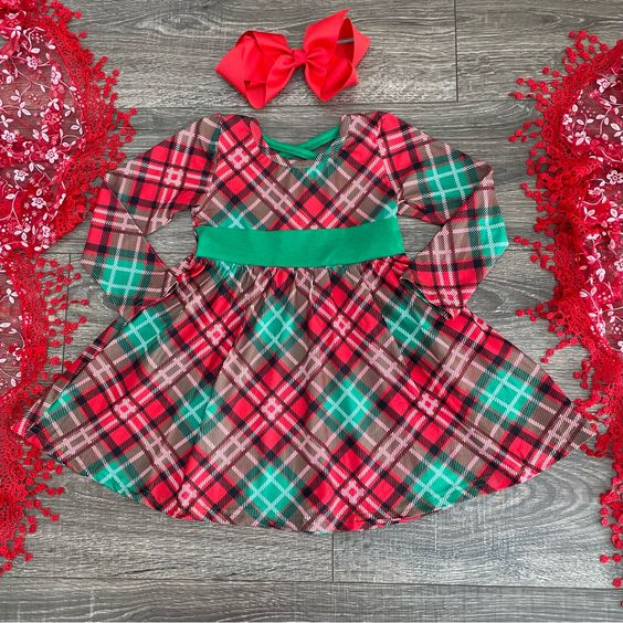 Christmas Green Red Plaid Cross Dress