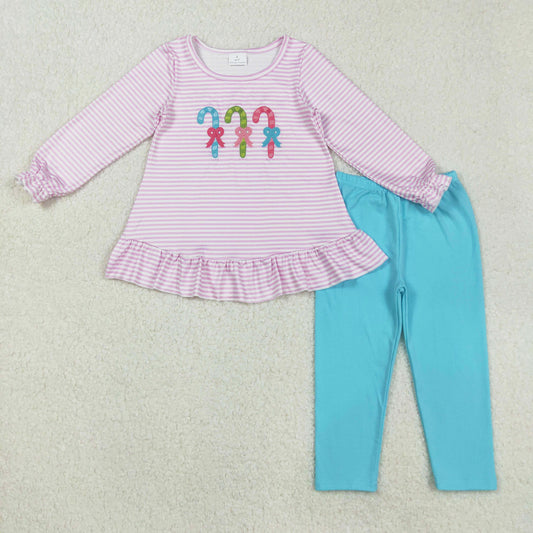 stripes candy cane embroidery legging outfit