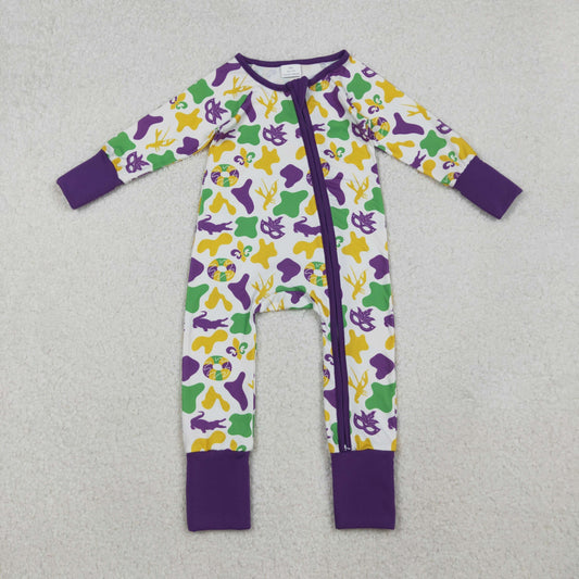 purple green gold mardi gras baby sleeper