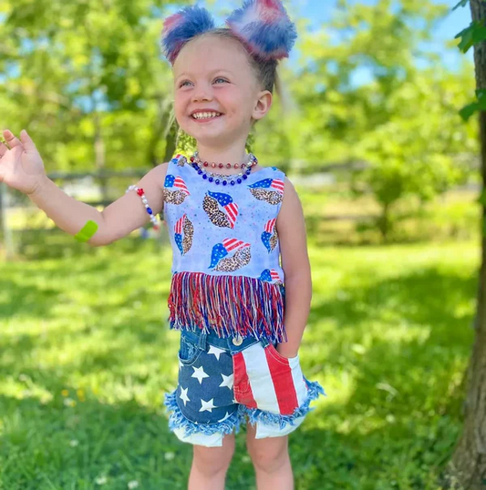 girl's clothing star stripe denim shorts for 4th of july