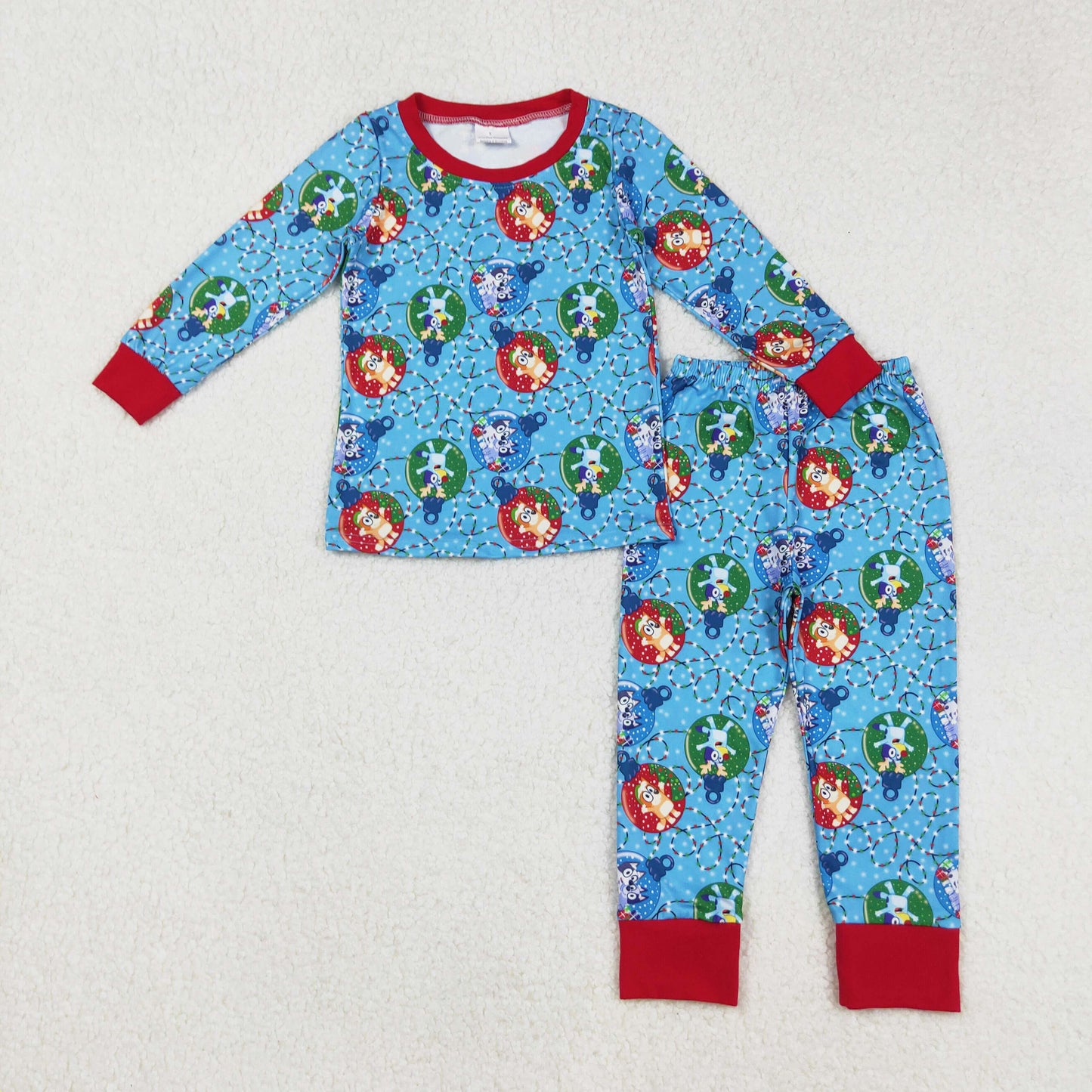blue Christmas light blu*y bells boy pajama lounge set