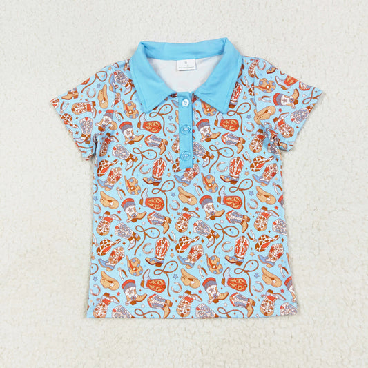 cowboy boots hat polo t-shirt boys top