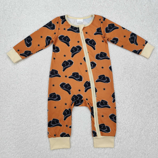 cowboy hat print zip sleeper baby clothes