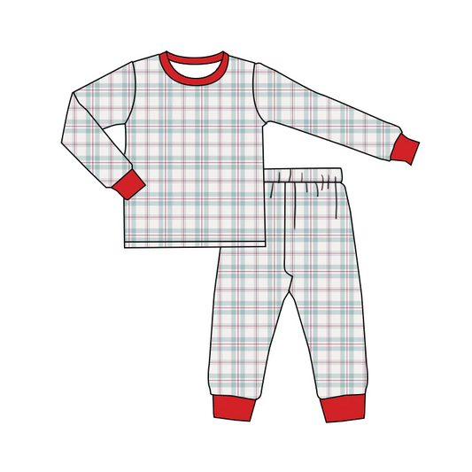 Split-CLOSE 24th Oct kids two piece pajama set plaid