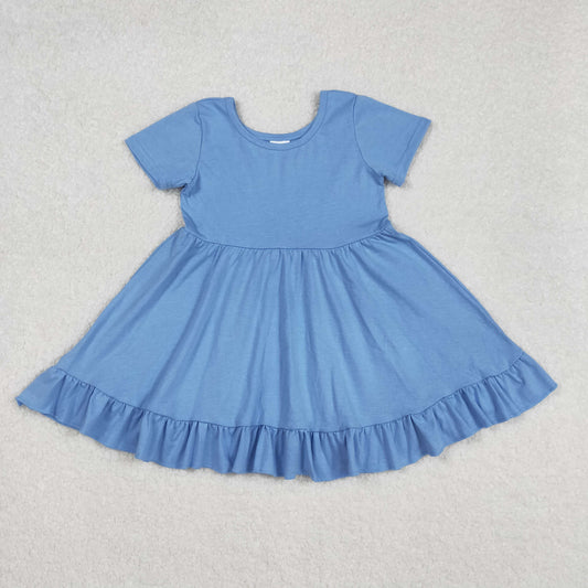 short sleeve cotton blue twirl dress kids dresses