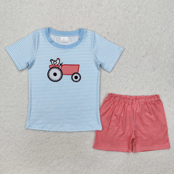 Chicken Tractor Embroidery Kids Sibling Clothing