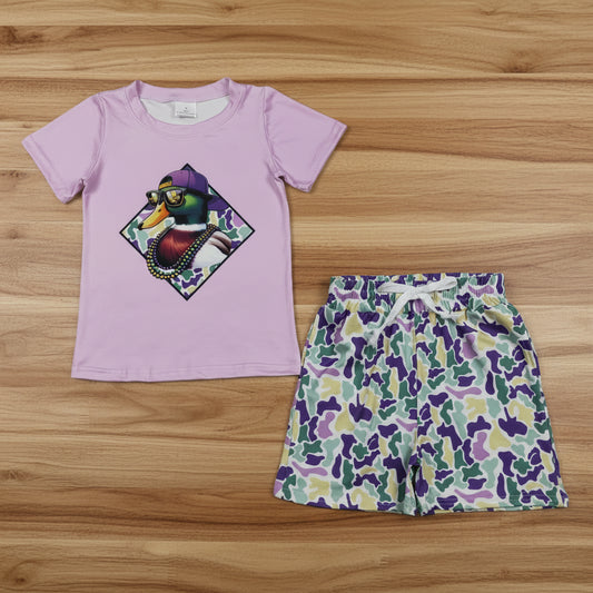mardi gras duck camo boy shorts set