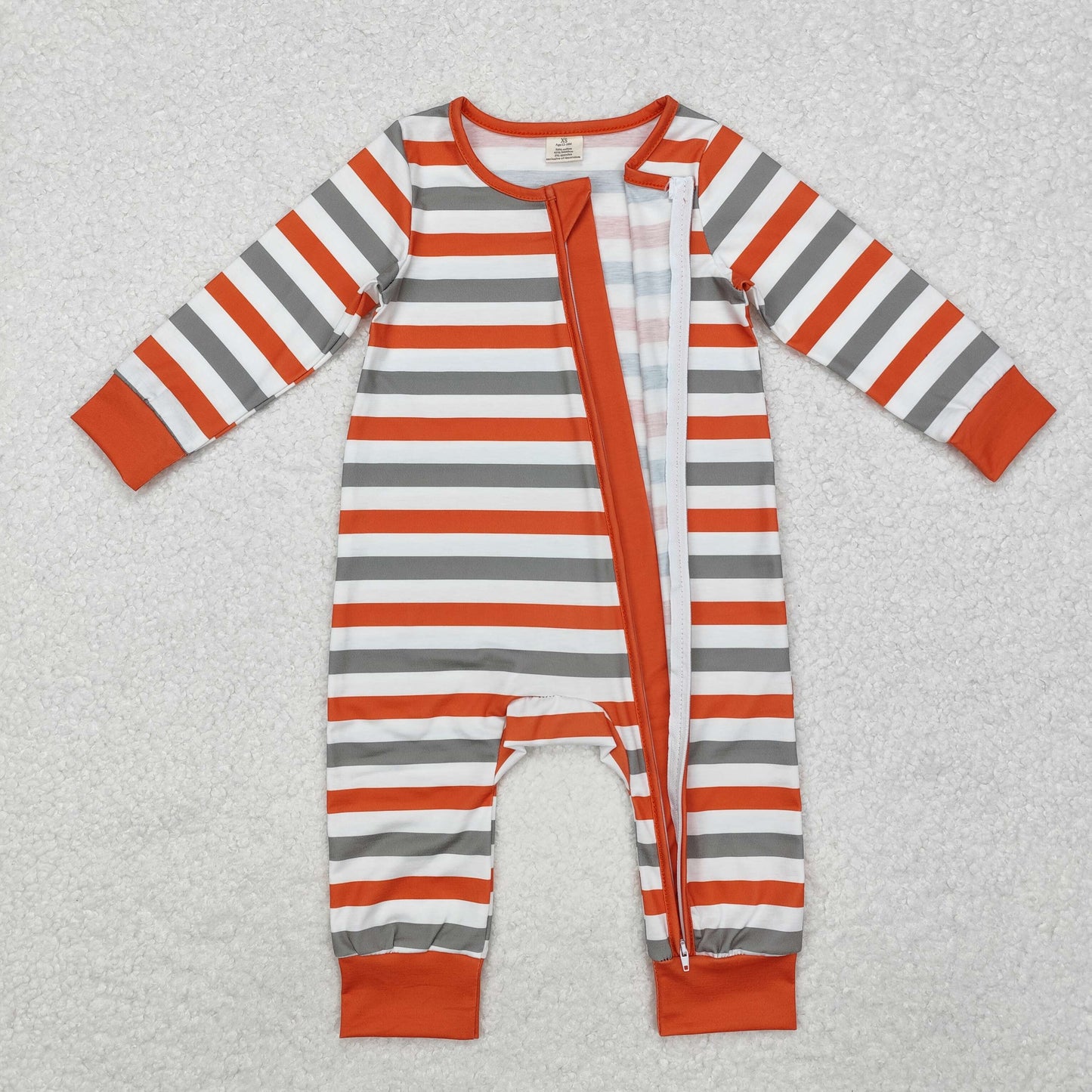 gray and orange stripes zip bamboo sleeper