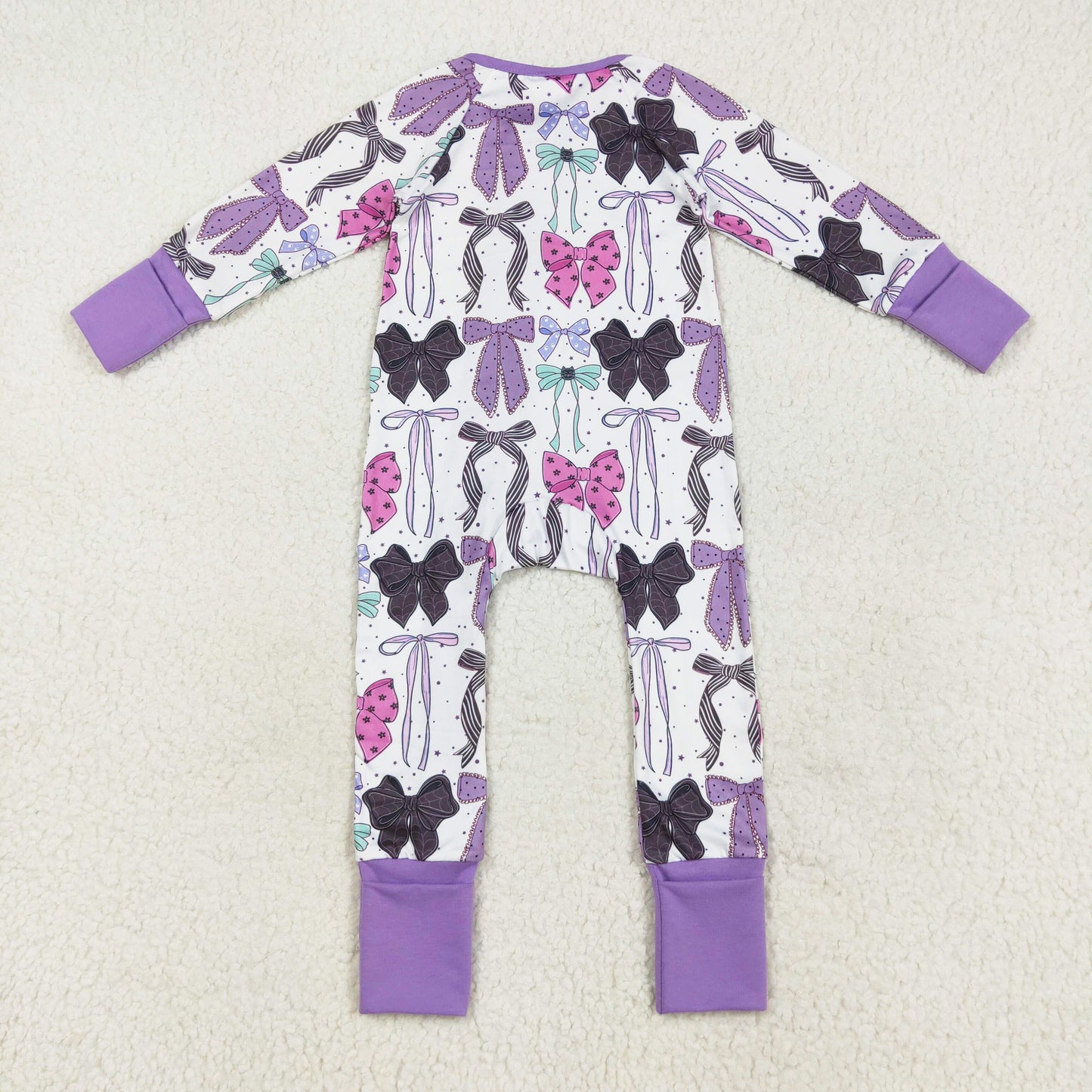 long sleeve Halloween bow coquette zip sleeper
