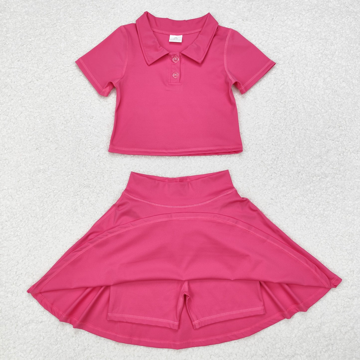 little girl hot pink polo yoga two piece activewear