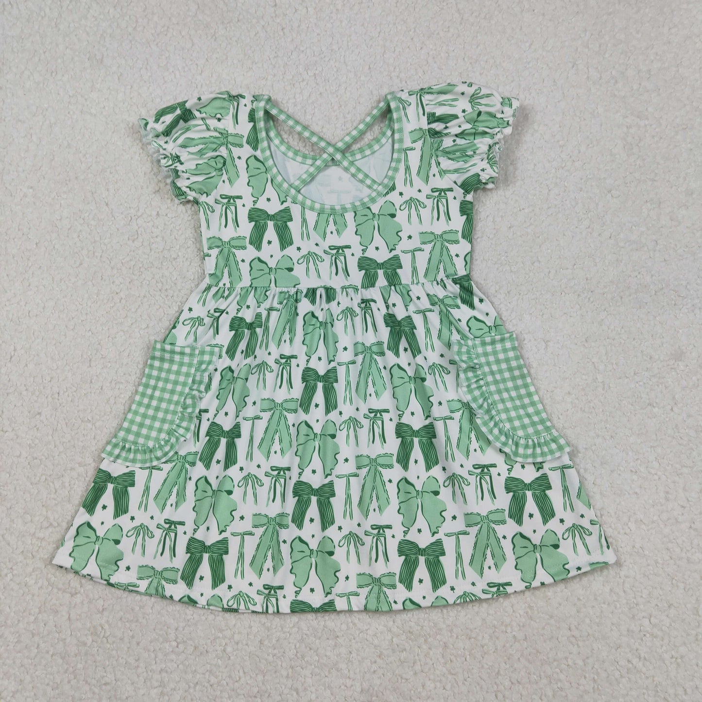 green coquette St Patrick baby girl dress