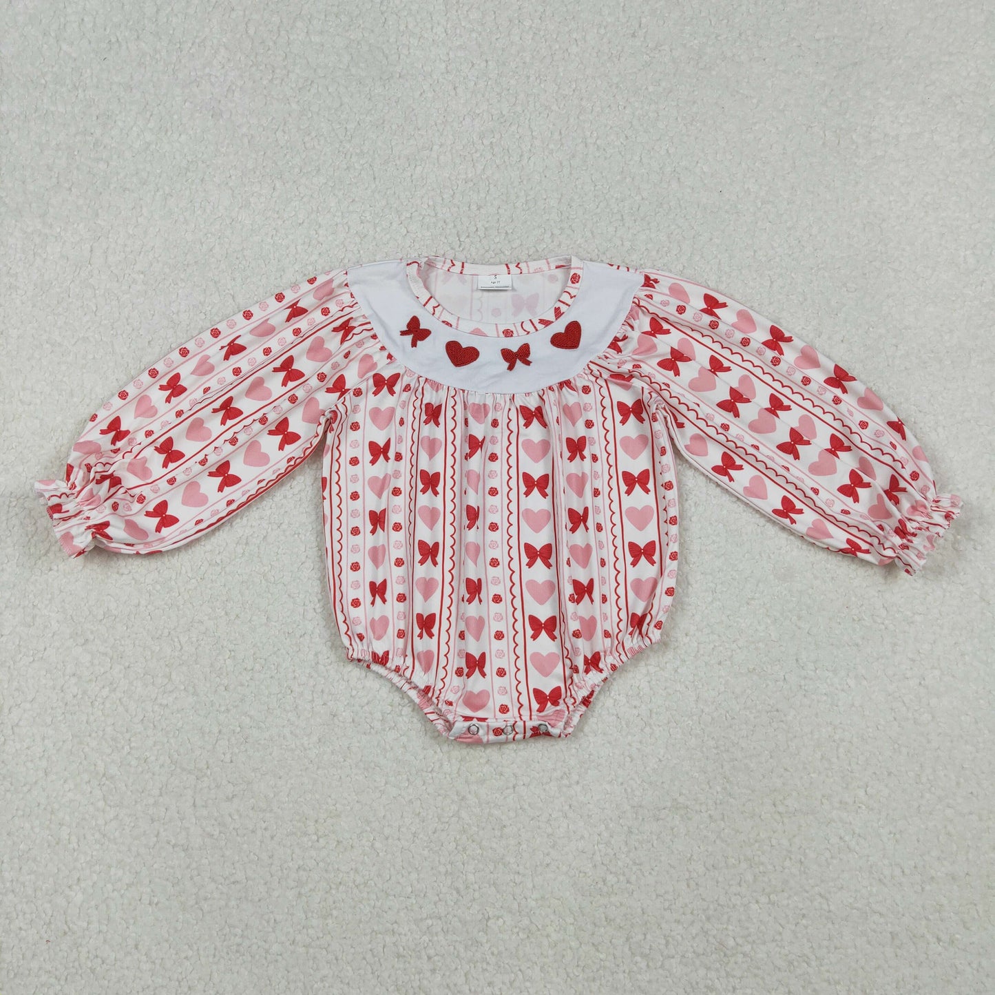 valentine red bow pink heart embroidery bubble