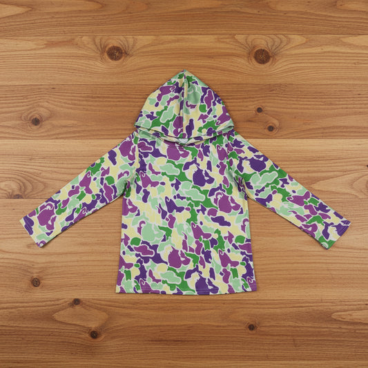 long sleeve mardi gras camo pullover hoodie