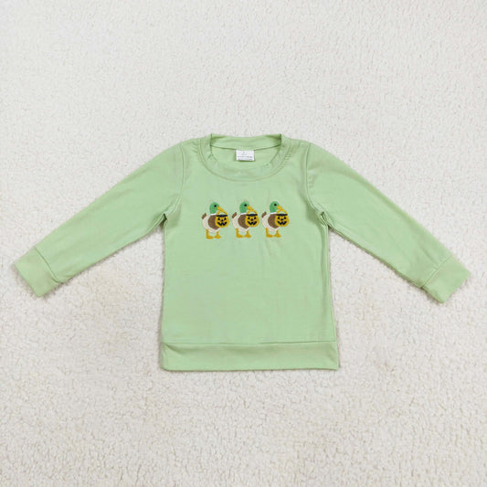 Halloween pumpkin lantern duck embroidery pullover