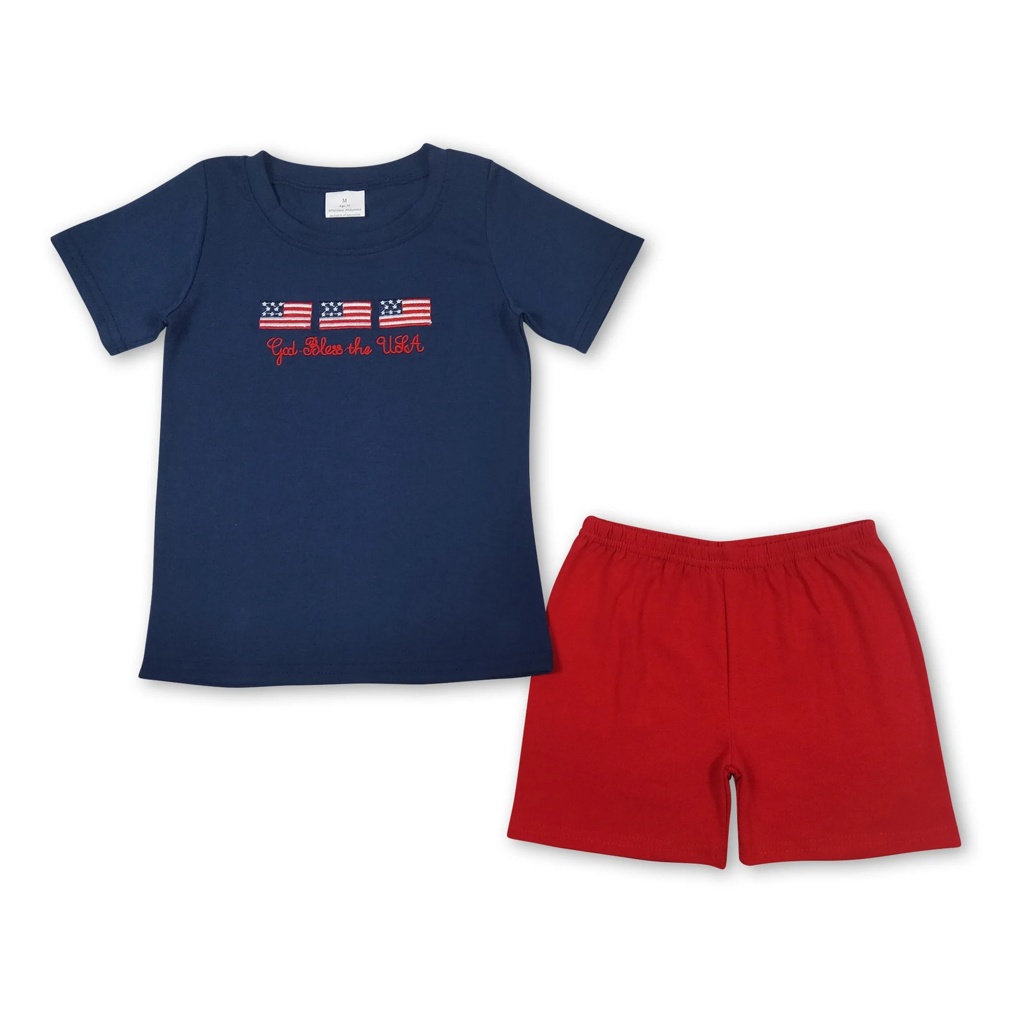 GSSO0805 USA Warehouse Flag Shorts Set Boy