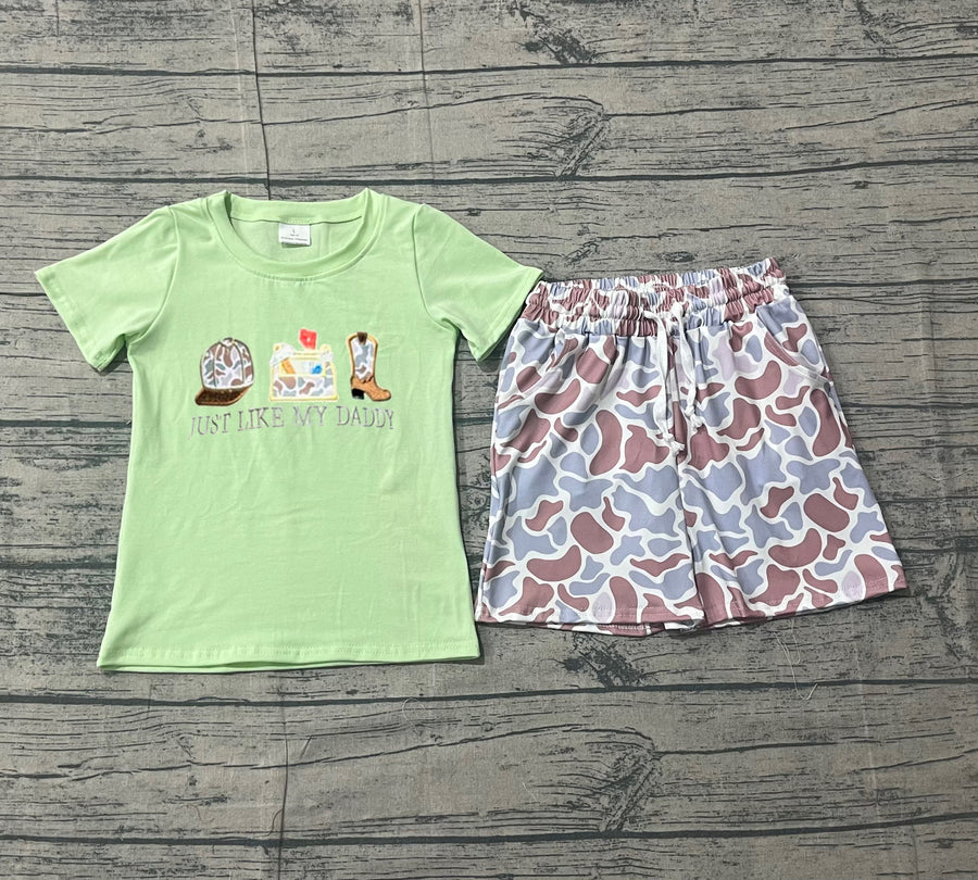 pre order Just like my daddy embroidery camo kids boys outfits