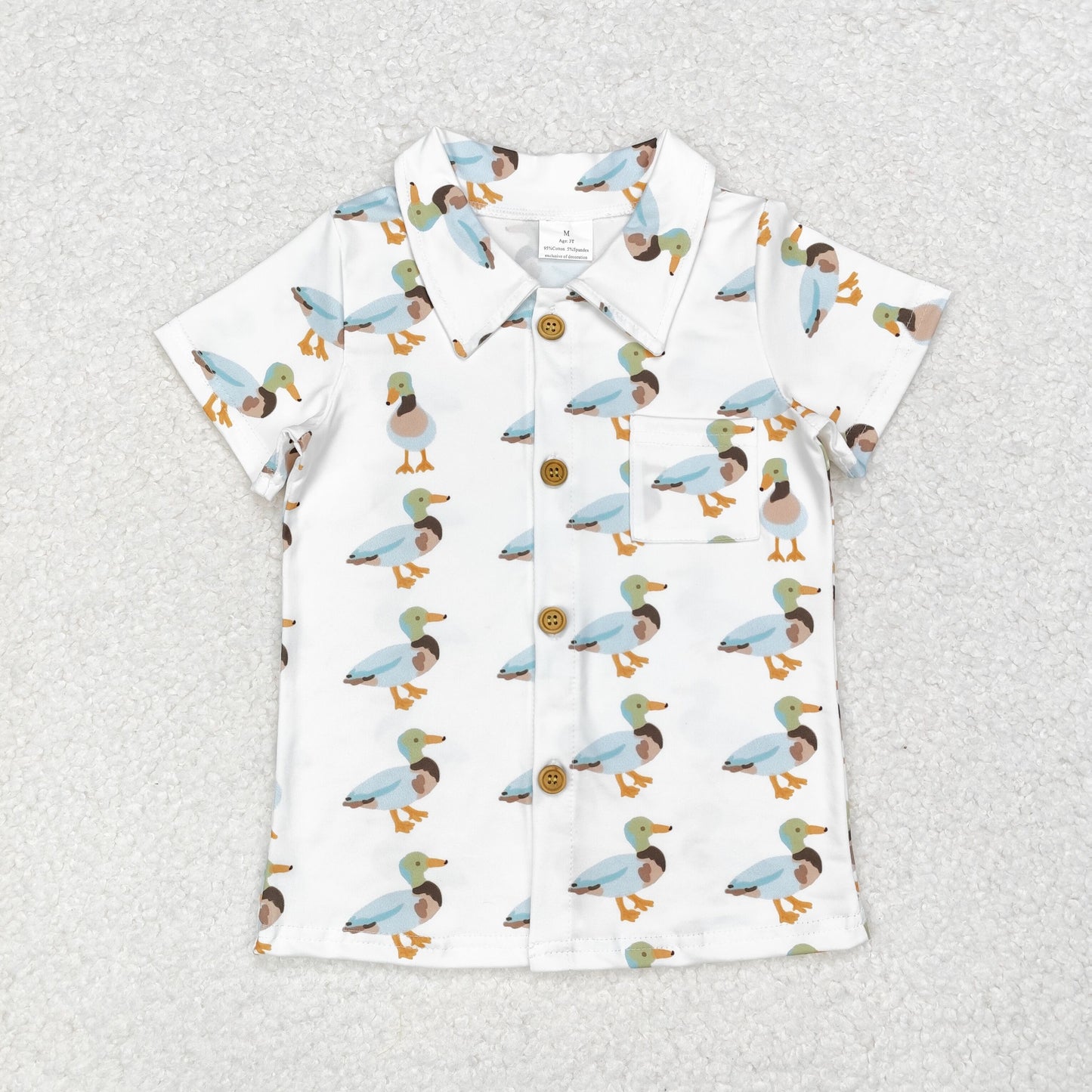 duck print button up polor t shirt boy clothes